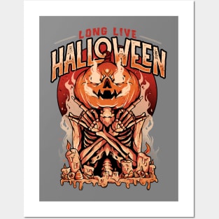 Long Live Halloween - Evil Pumpkin Skull Gift Posters and Art